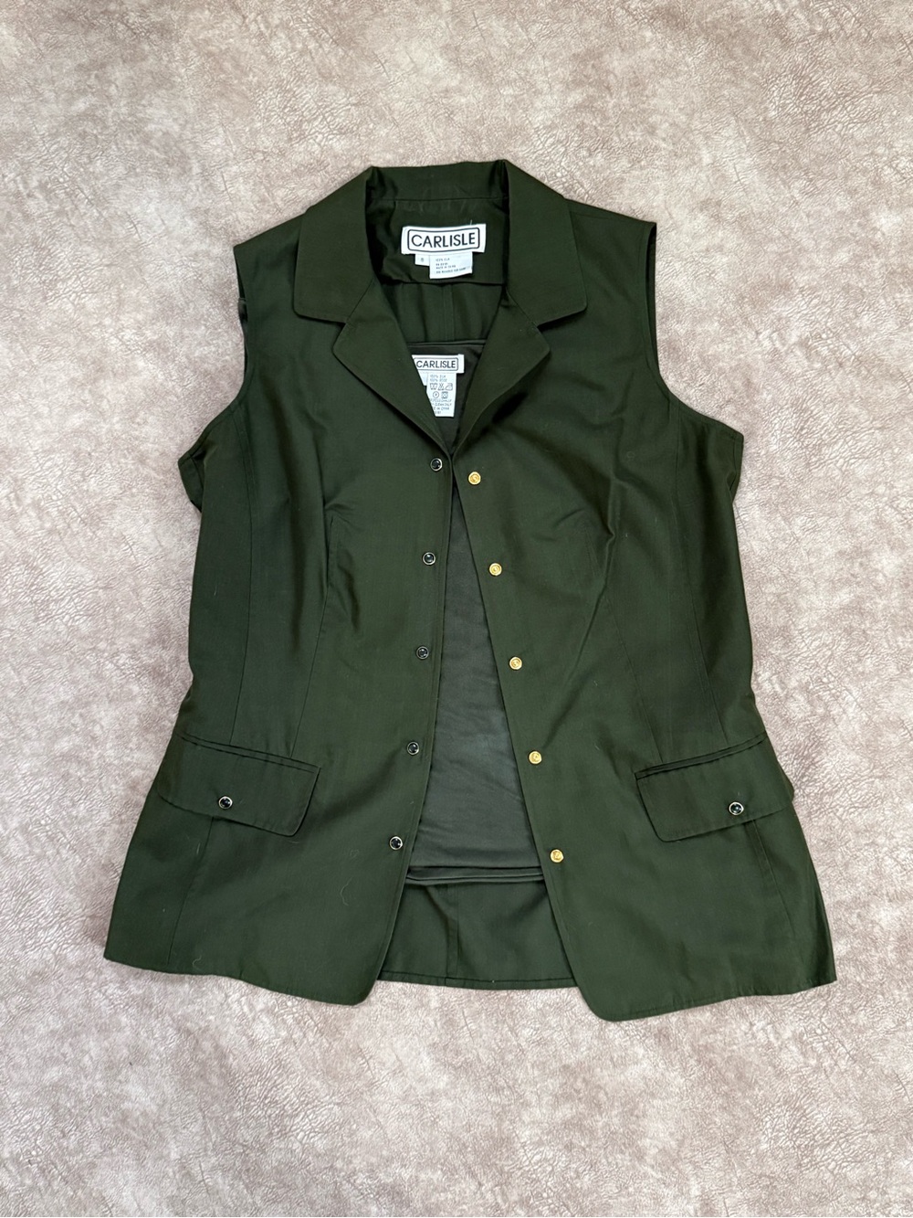 Carlisle 100% Silk Olive Green Vest‎ & Tank Set Size 8/L